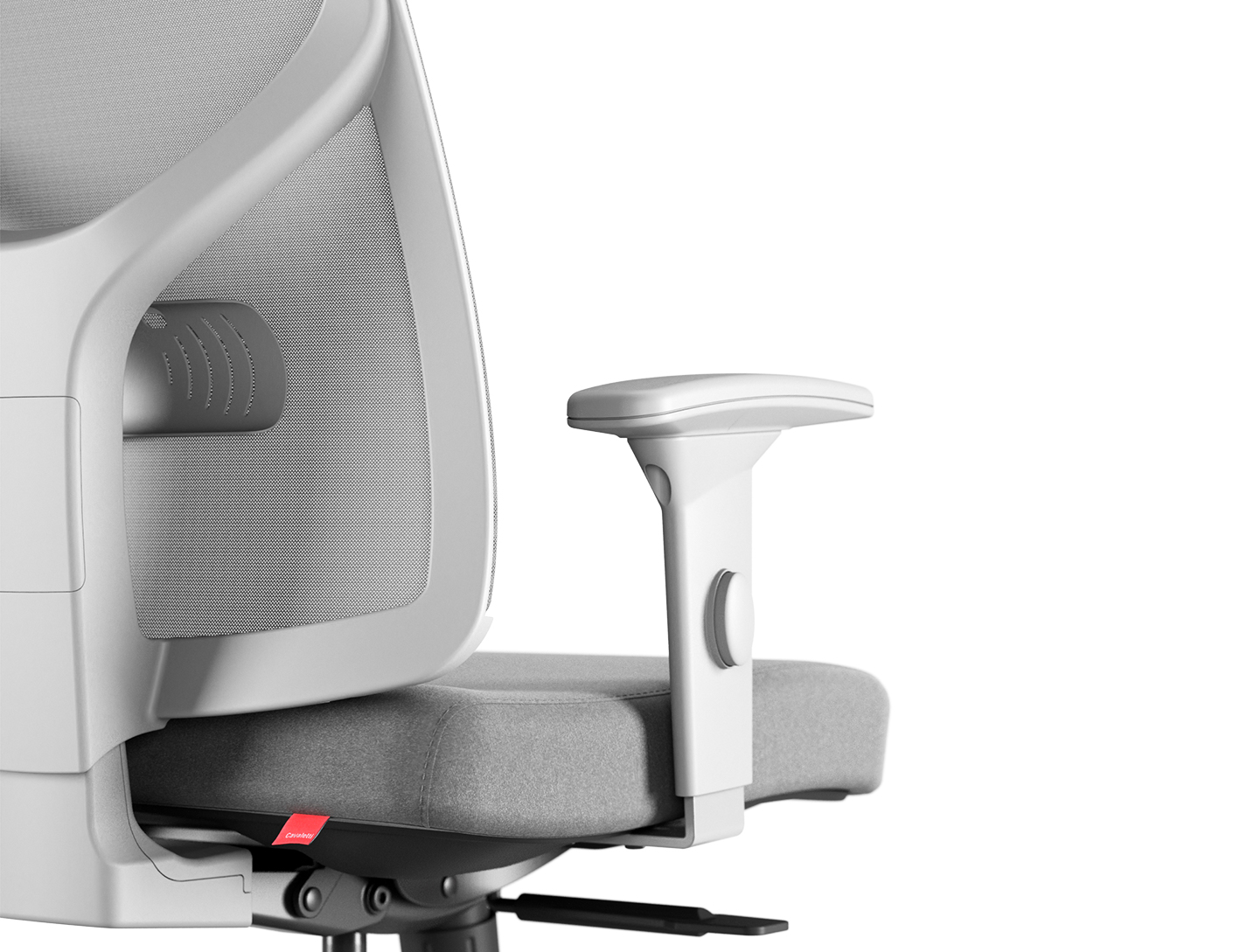 Apoio de lombar com ajuste de altura.